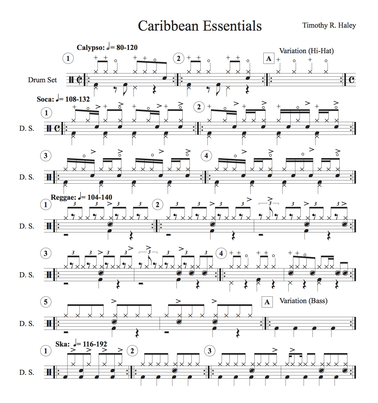 Calypso, Soca, Reggae and Ska Styles on Drum Set